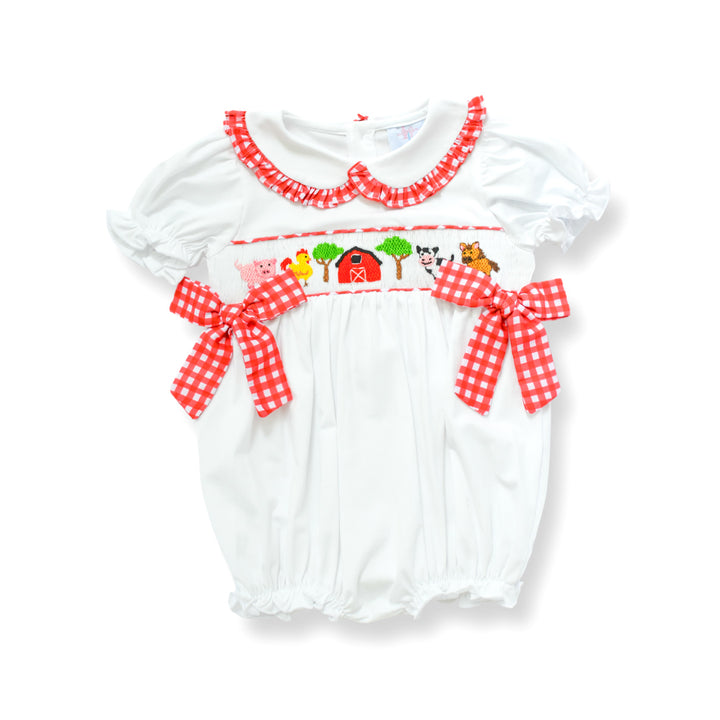 Girls Red Gingham Farm Bubble