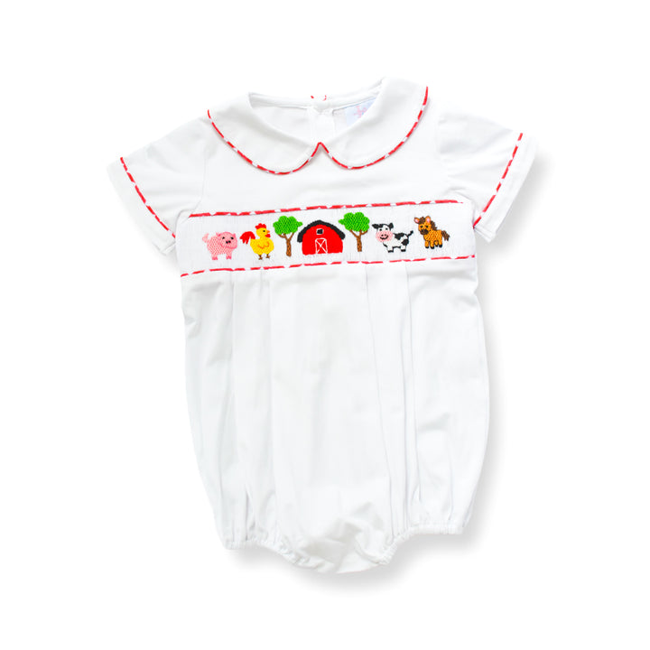 Boys Red Gingham Farm Bubble