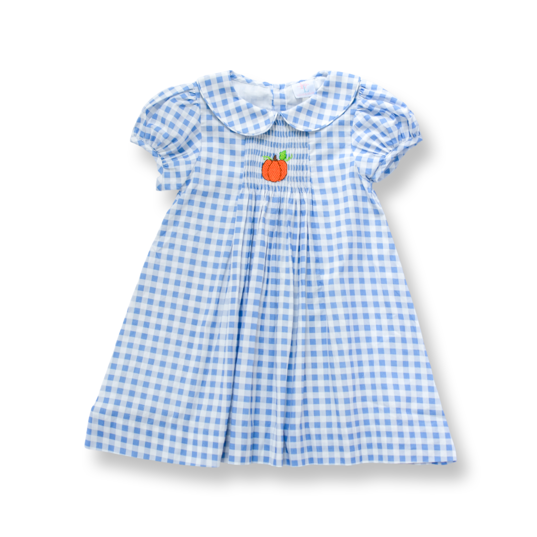 ● RONRON ● PUMPKIN MINI DRESS BLUE CHECK Blue Gingham Pumpkin Dress – Lillie & Lilah