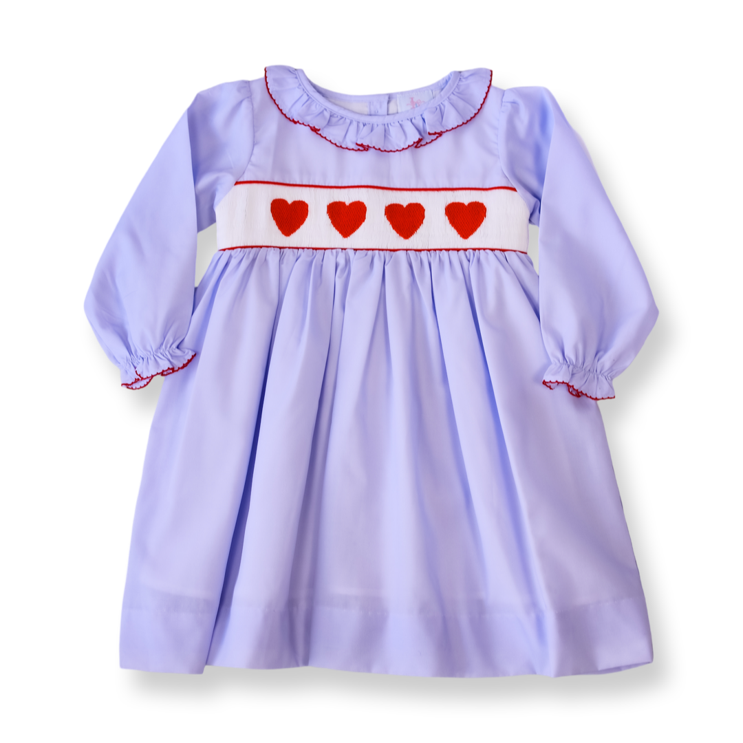 Rachel Red Heart Smocked Dress