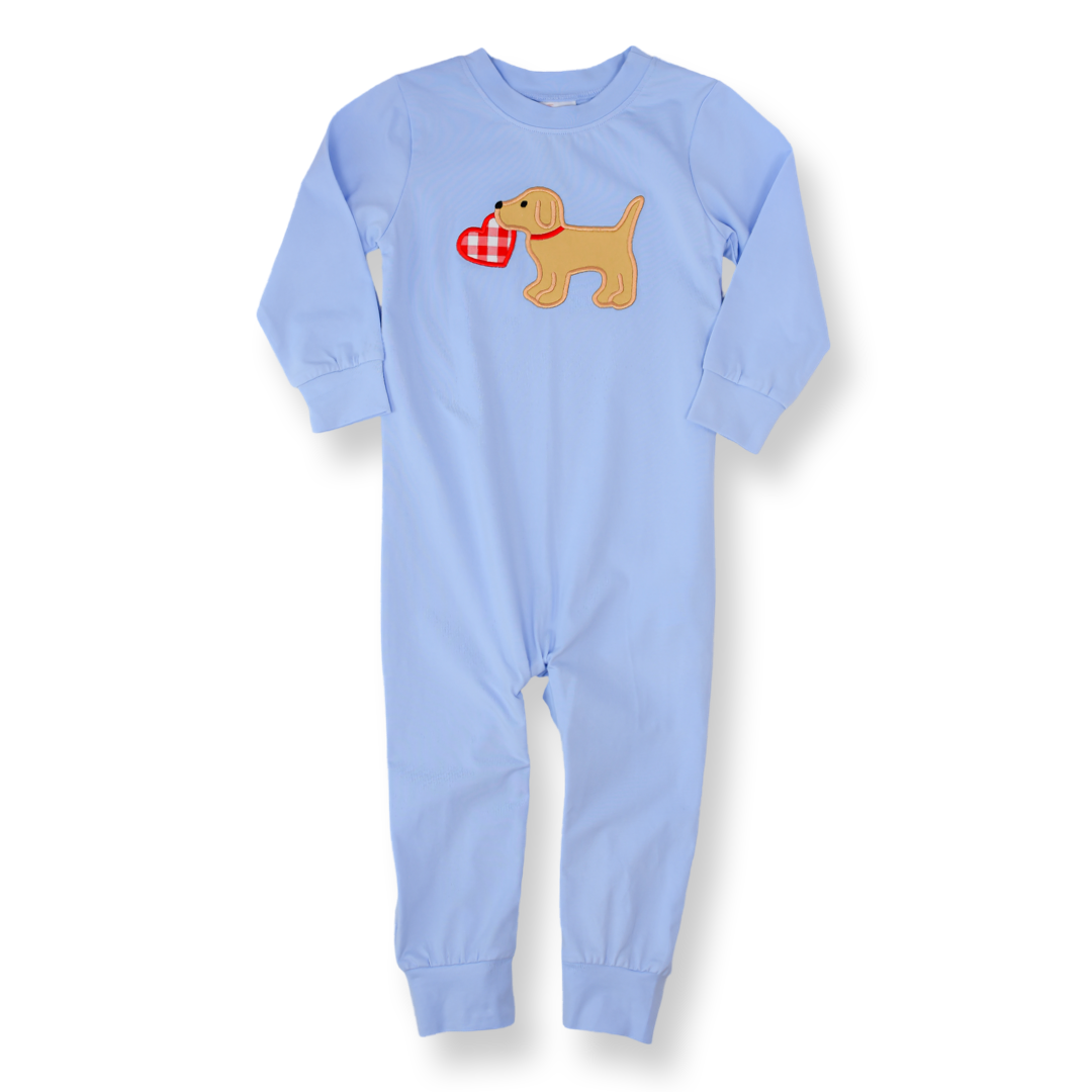 Puppy Heart Applique Boy Smocked Romper