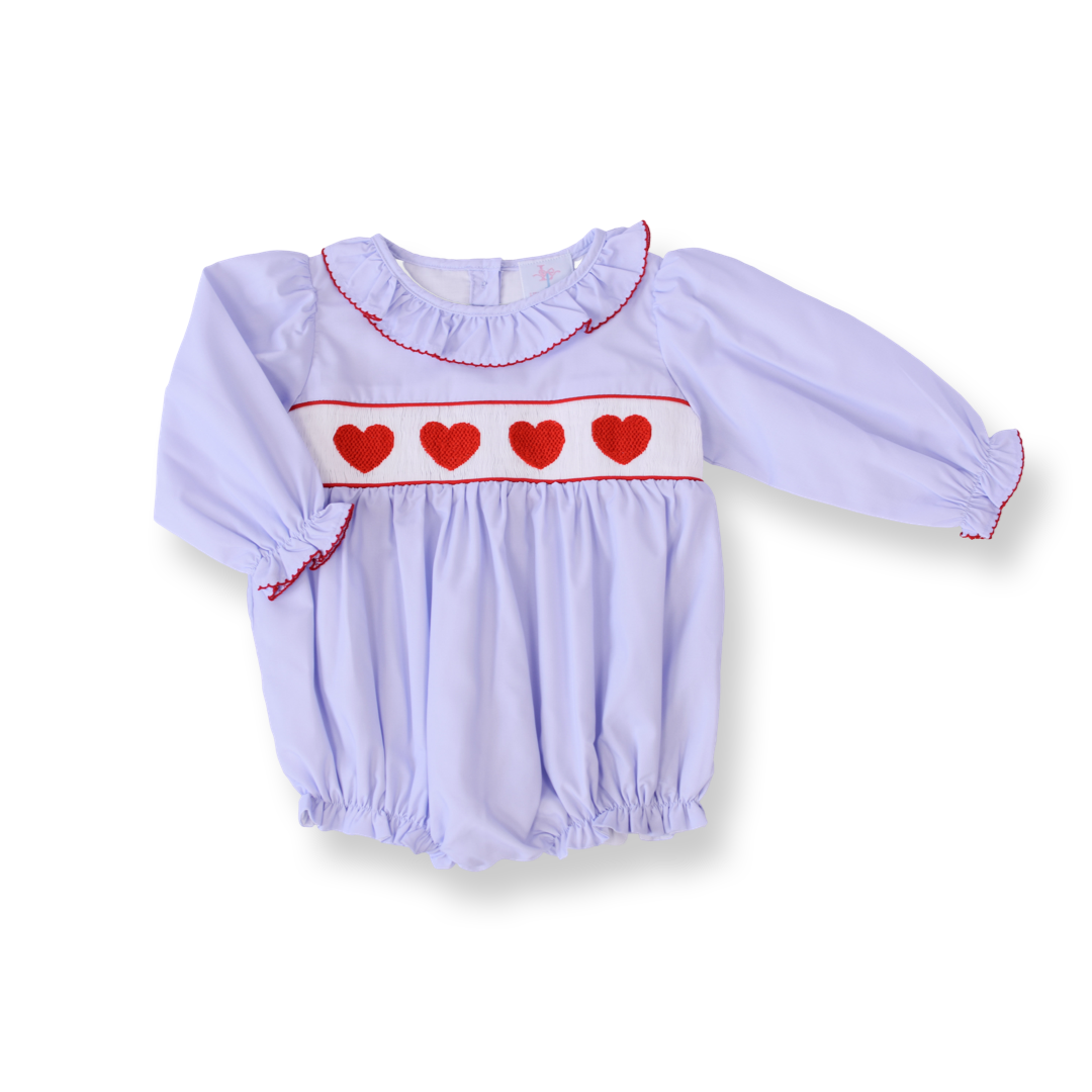 Rachel Red Heart Smocked Bubble