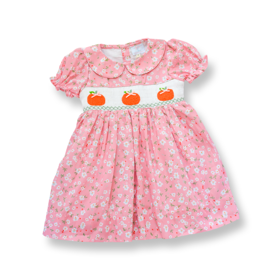 Autumn Floral Pumpkin Smocked Dress