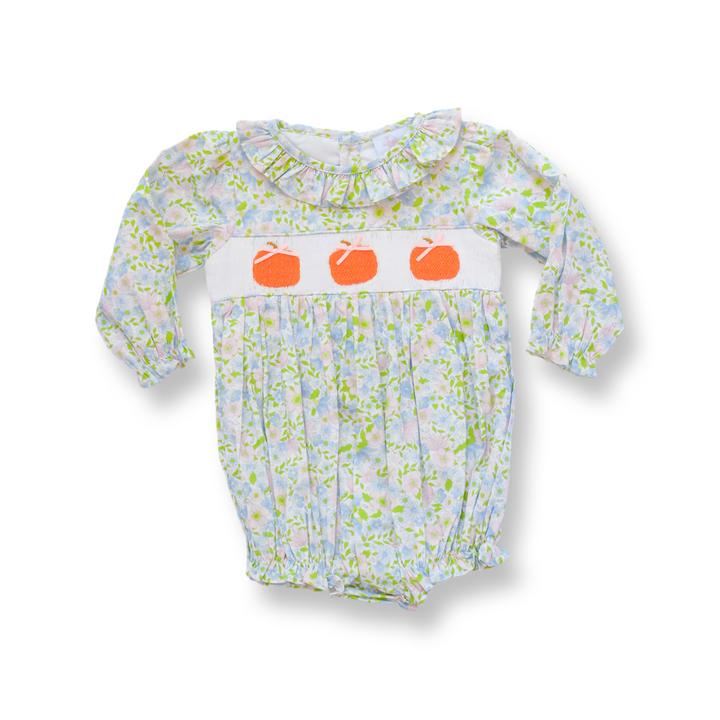 Pastel Floral Pumpkin Smocked Bubble