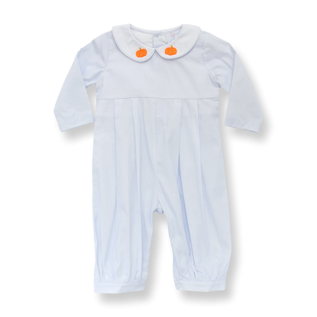 PRE-ORDER Boys Blue Pumpkin Peter Pan Collar Romper