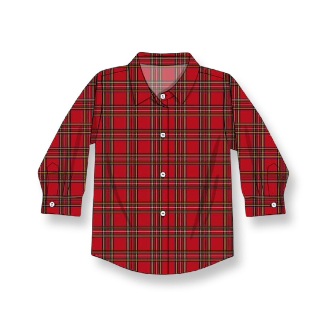 PRE-ORDER Boys Red Plaid Button-Down Shirt