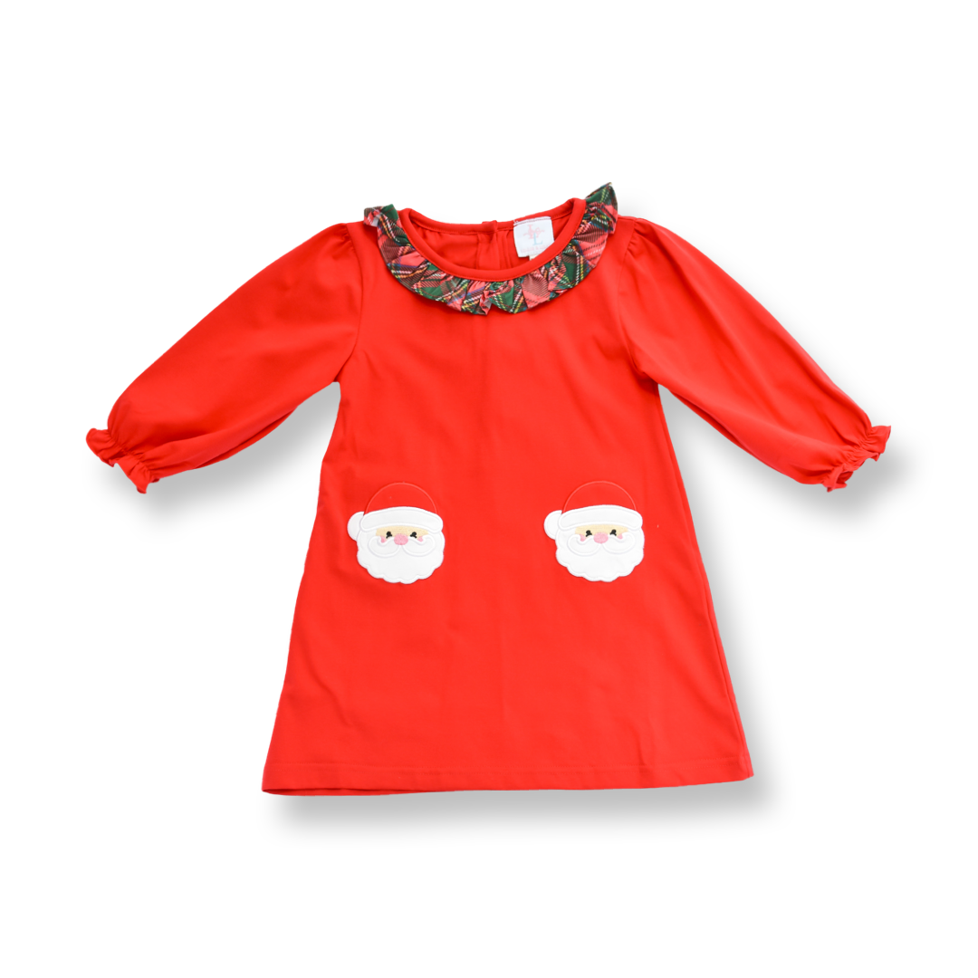 Girls Red Santa Appliqué Christmas Dress