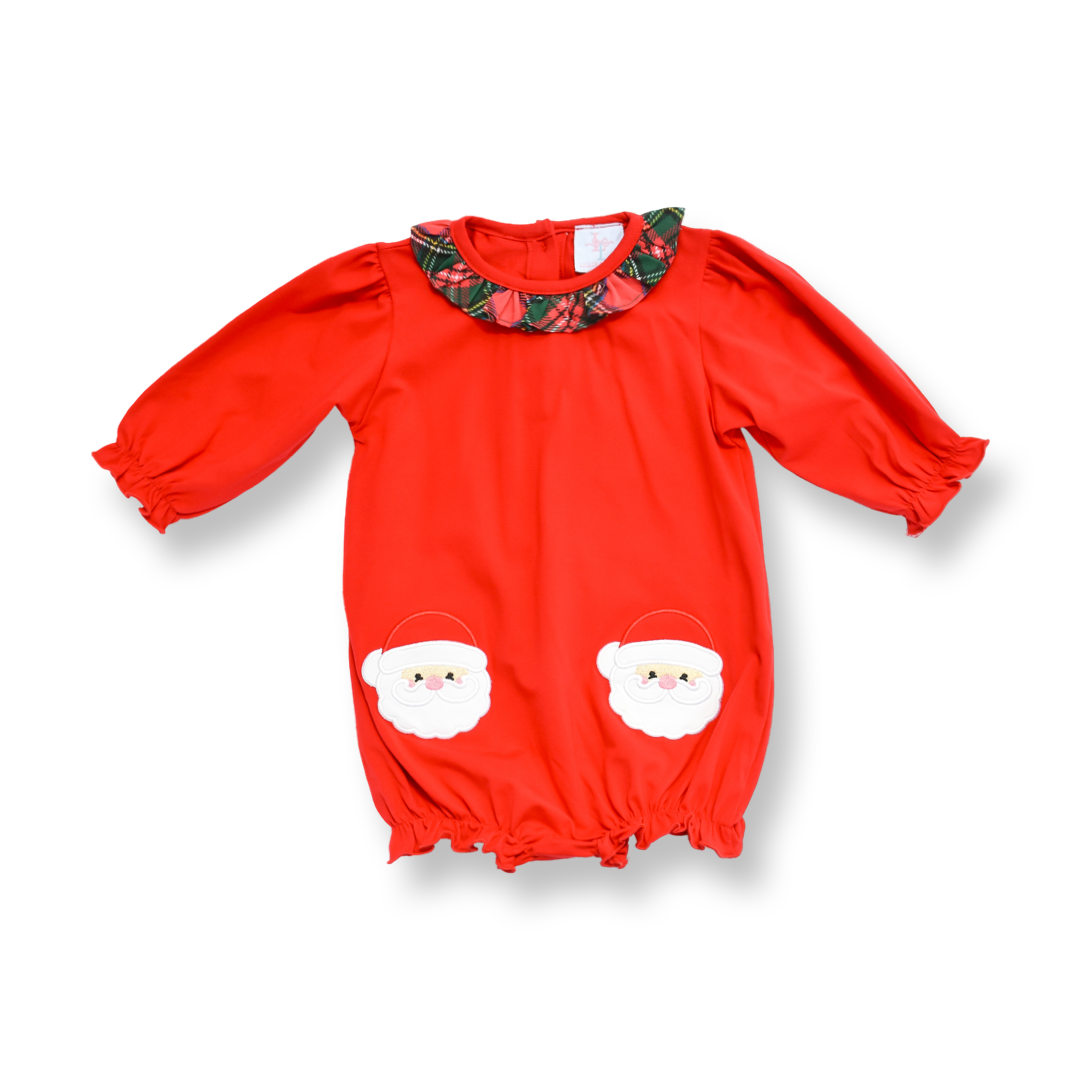 Girls Red Santa Appliqué Christmas Bubble