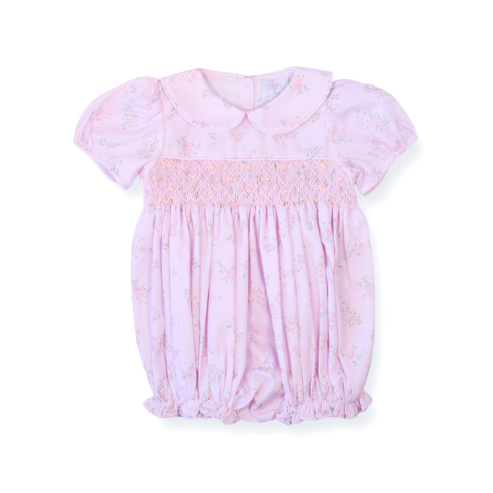 Petal Pink Floral Smocked Bubble