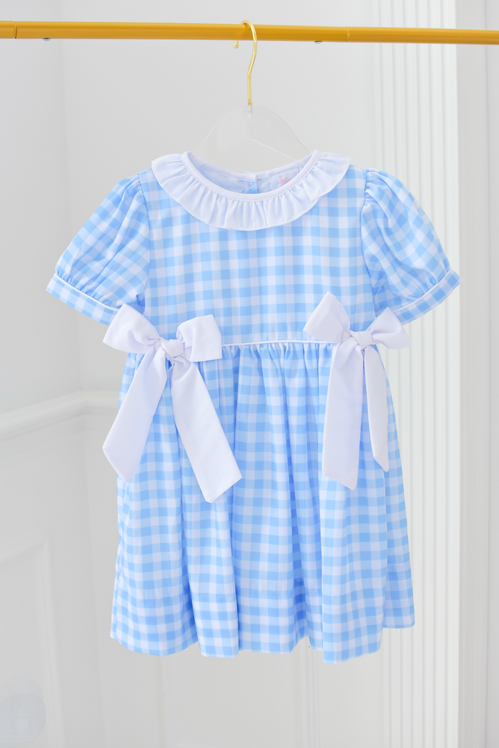 Bethany Blue Gingham Smocked Dress
