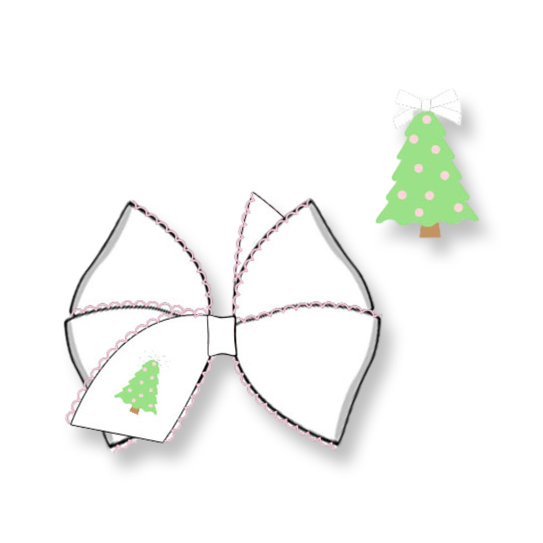 PRE-ORDER Girls Pastel Christmas Tree Hair Bow