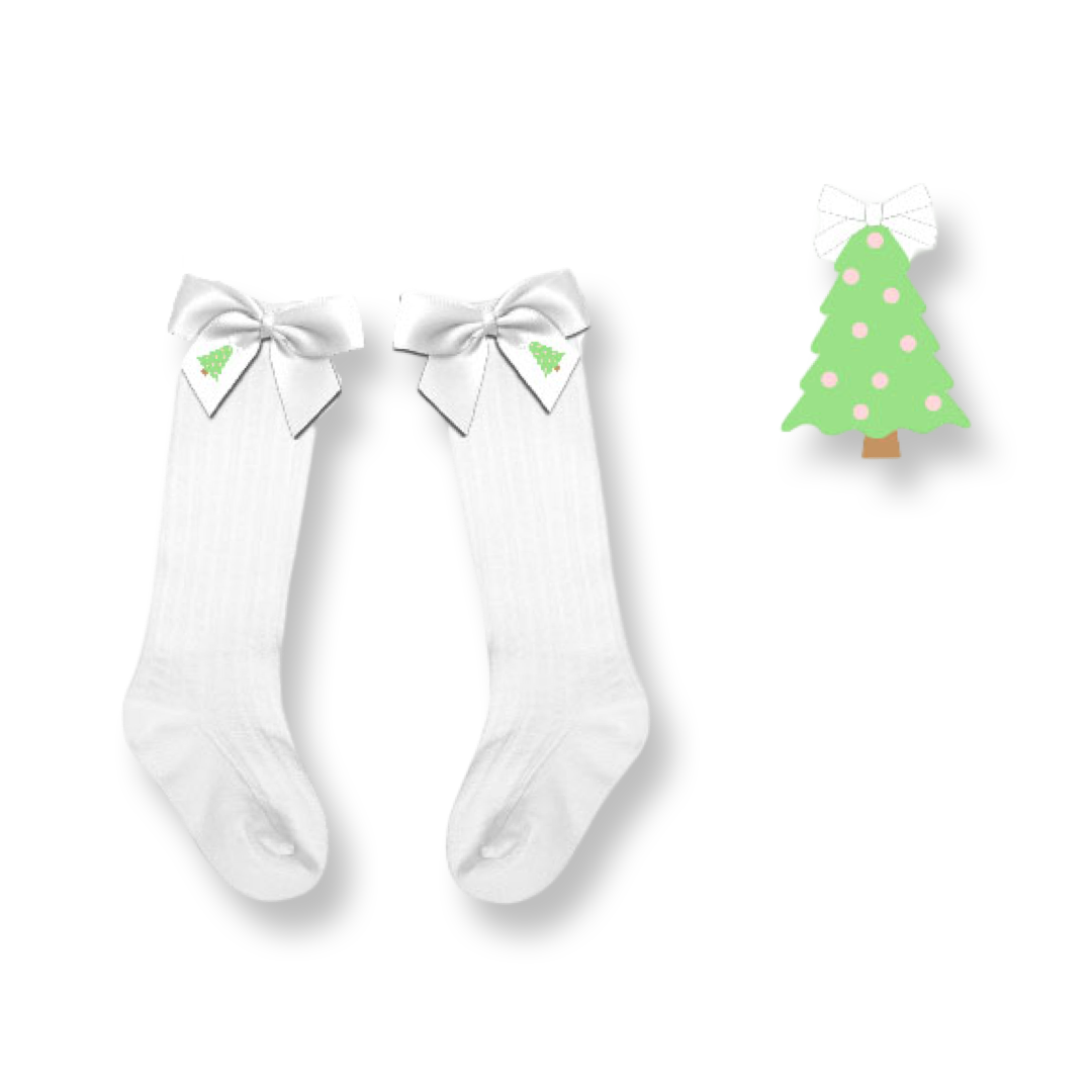 Girls Pastel Christmas Tree Socks