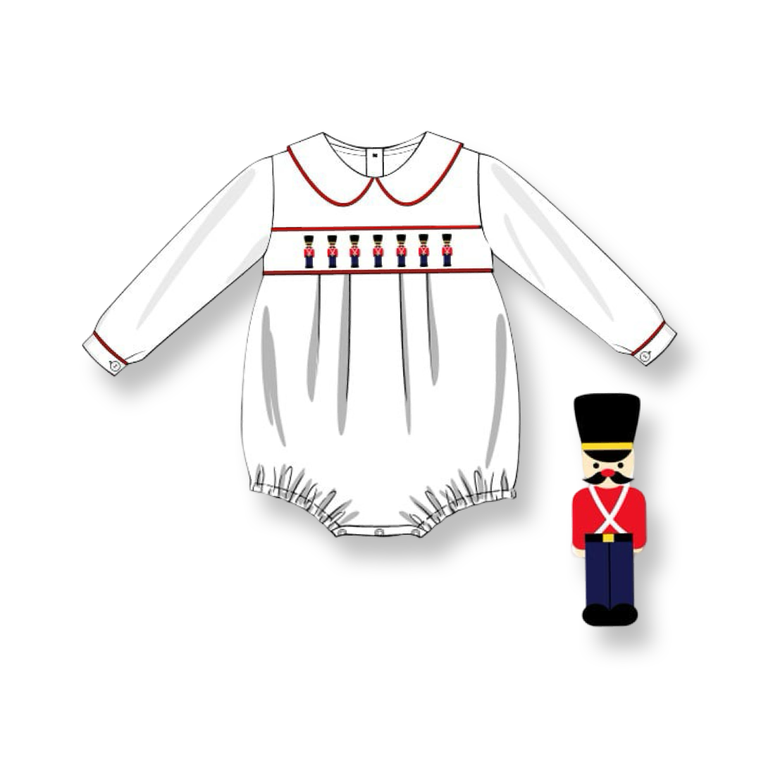 PRE-ORDER Boys Nutcracker Christmas Smocked Bubble