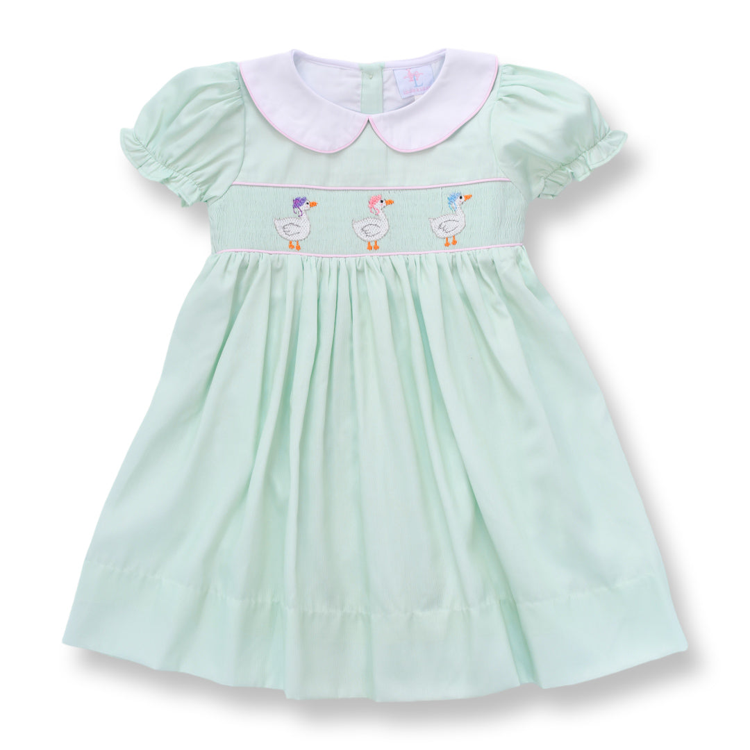 Lady Geese Green Smocked Dress Lady Geese Green Smocked Dress