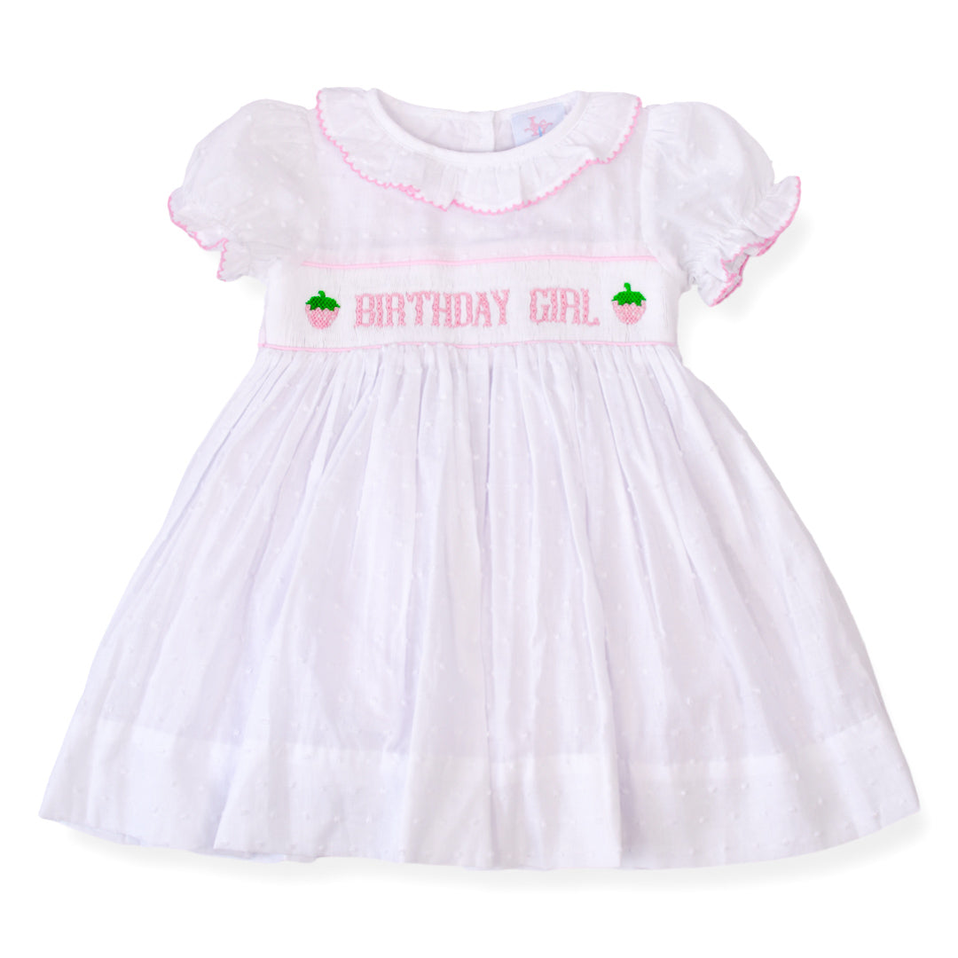 Birthday Girl Smocked Strawberry Dress