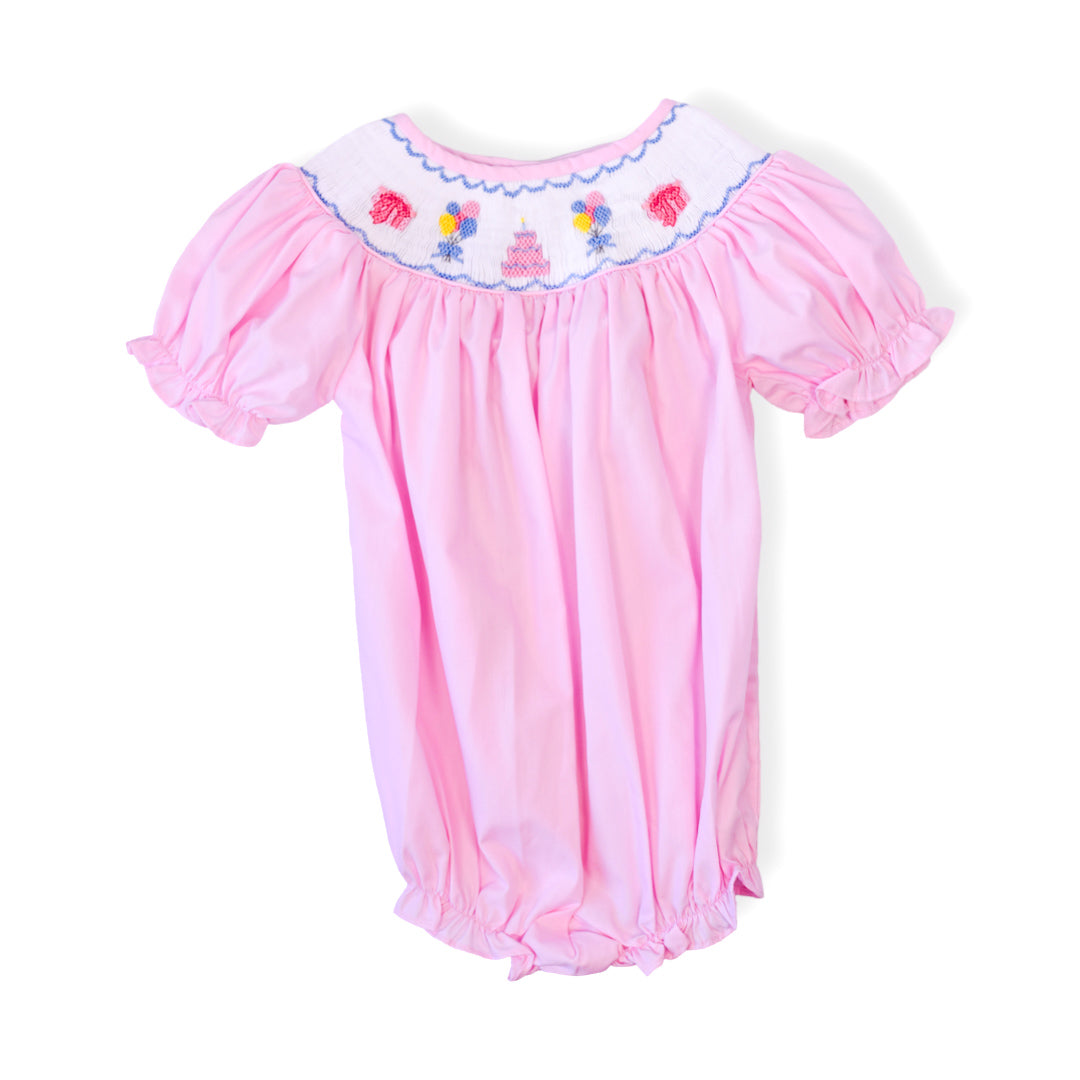 Birthday Cake Pink Smocked Bubble Birthday Cake Pink Smocked Bubble