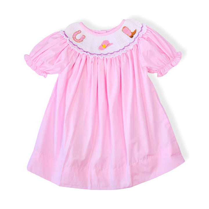 Pink Smocked Cowgirl Dress