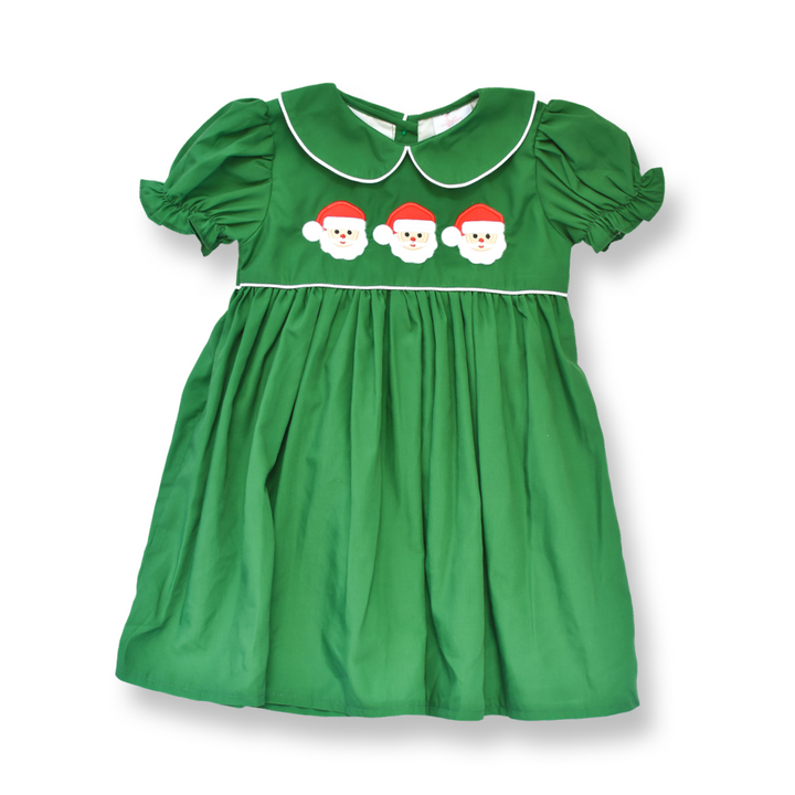 Green Collared Santa Smocked Dress