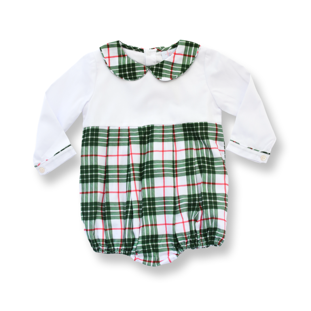 PRE-ORDER Boys Green and Red Tartan Bubble
