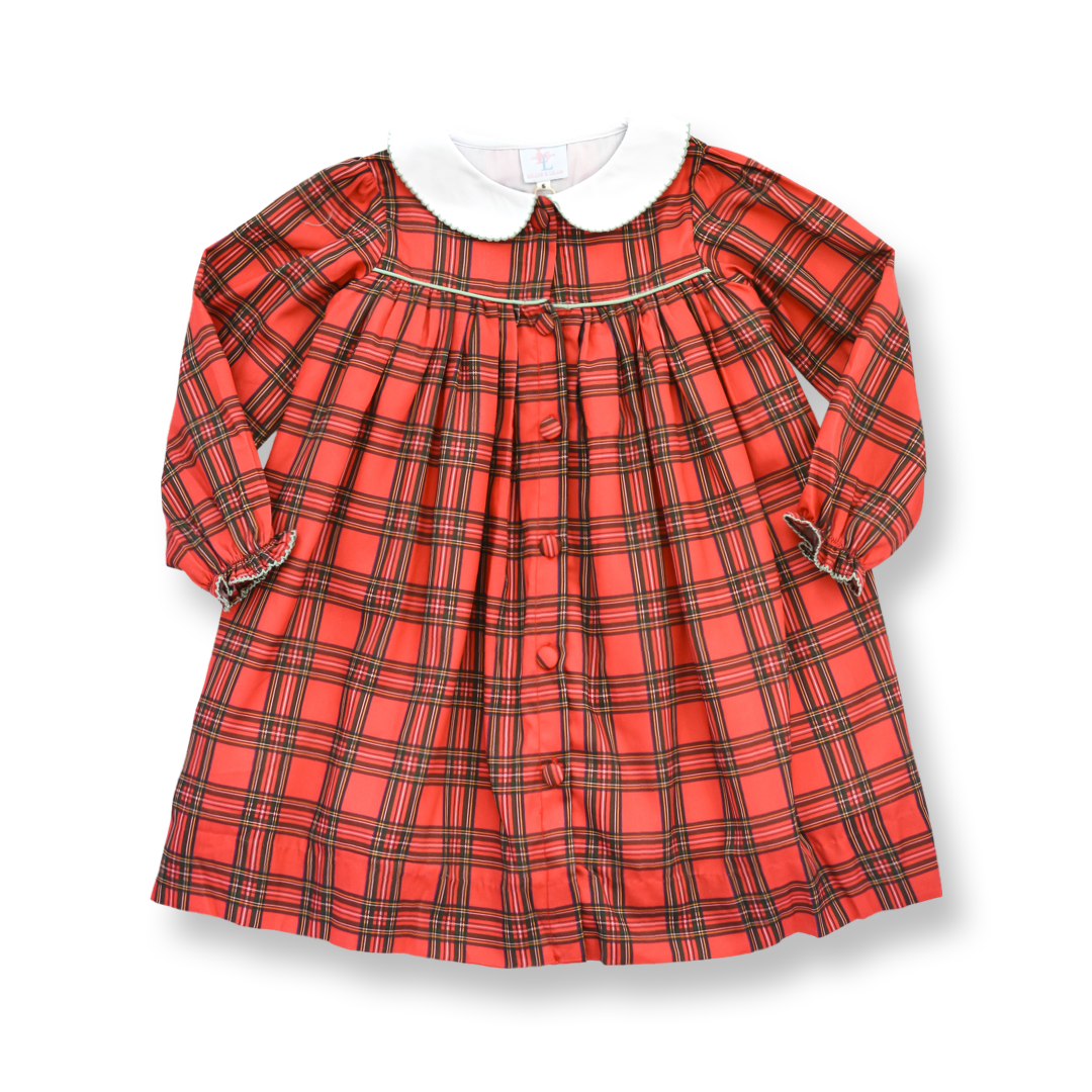 PRE-ORDER Girls Red Plaid Long Sleeve Christmas Dress