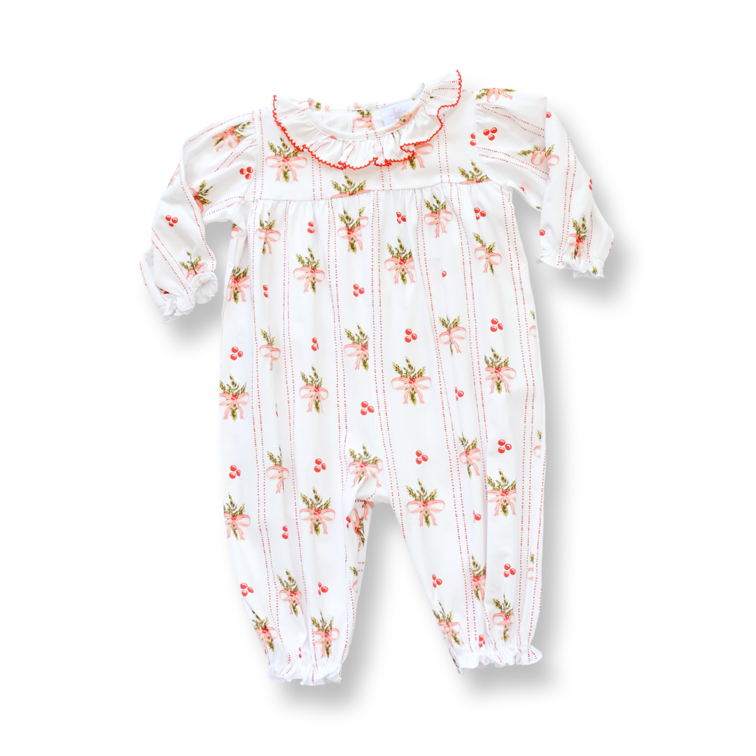 PRE-ORDER Girls Christmas Floral and Bow Romper