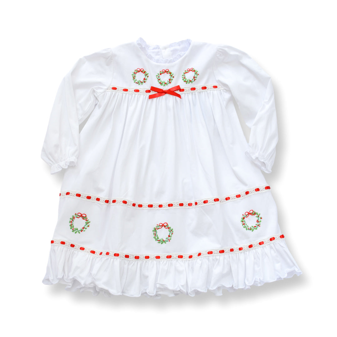 PRE-ORDER Girls Christmas Wreath Nightgown