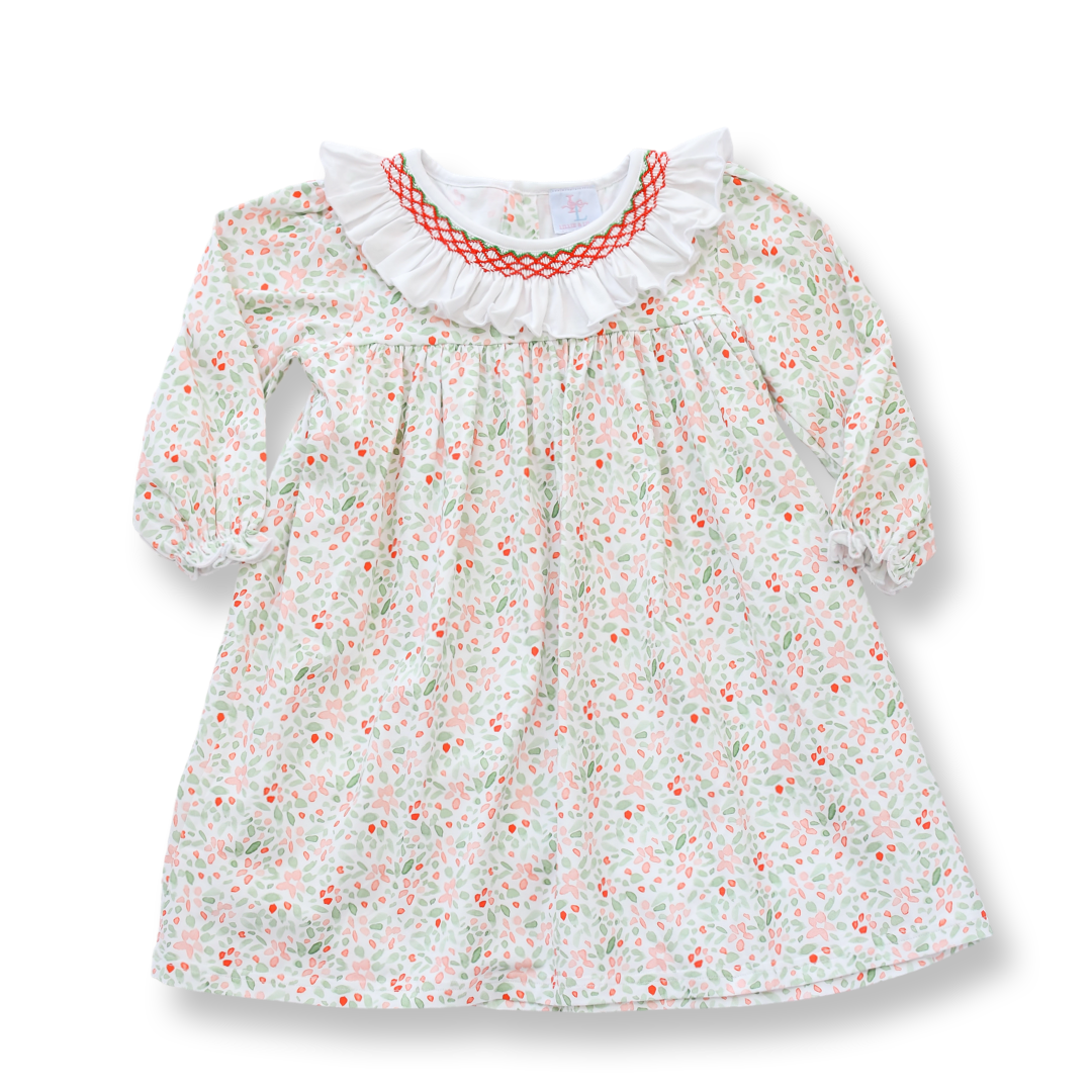 PRE-ORDER Girls Holly Smocked Dress with Ruffle Collar