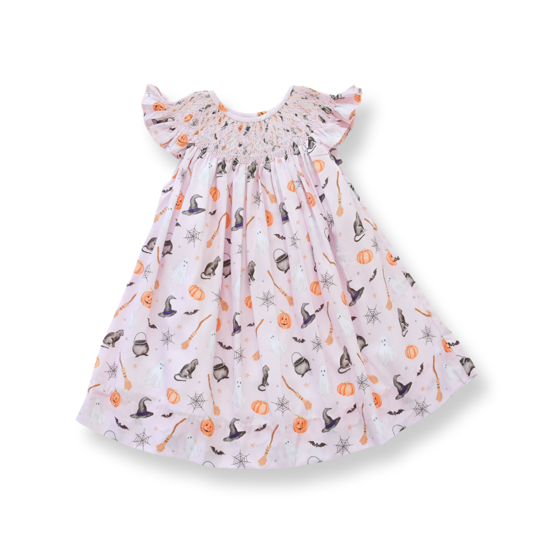 PRE-ORDER Pink Witch Halloween Smocked Dress