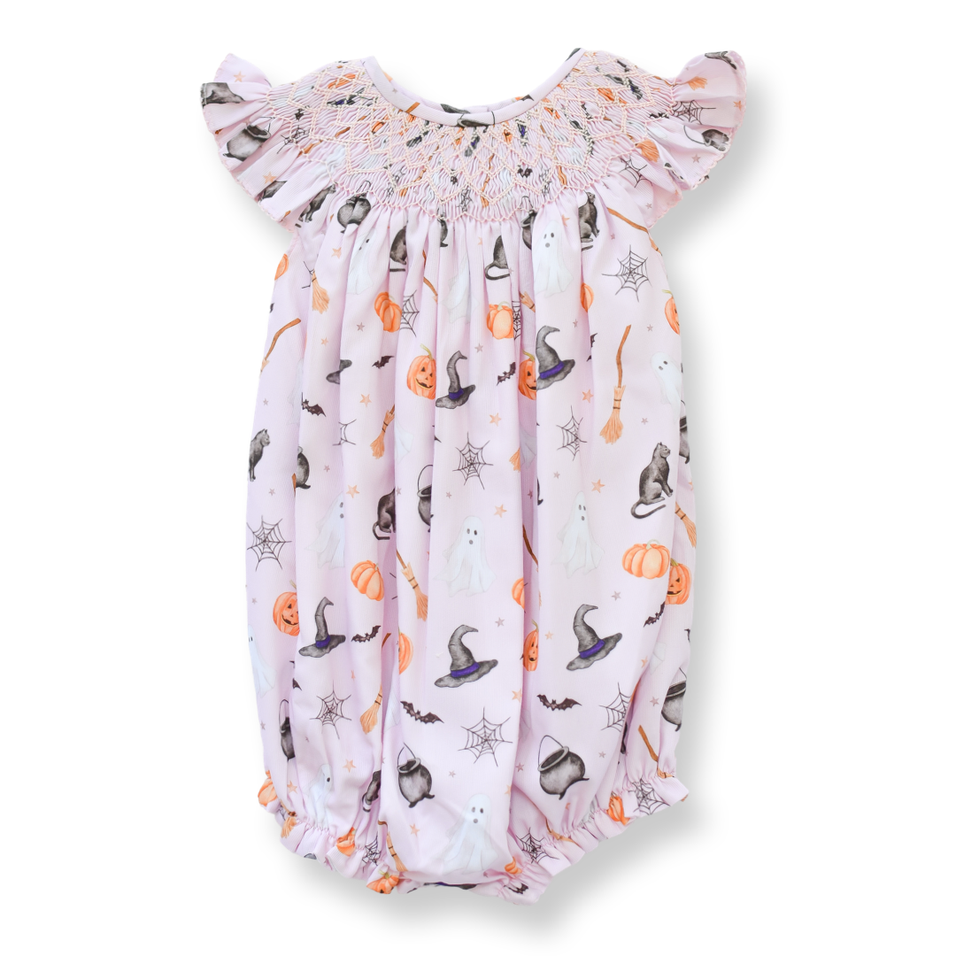 PRE-ORDER Pink Witch Halloween Smocked Bubble