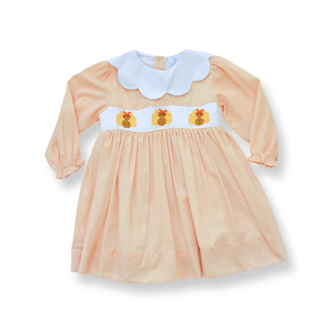 PRE-ORDER Girls Yellow Turkey Smocked Dress