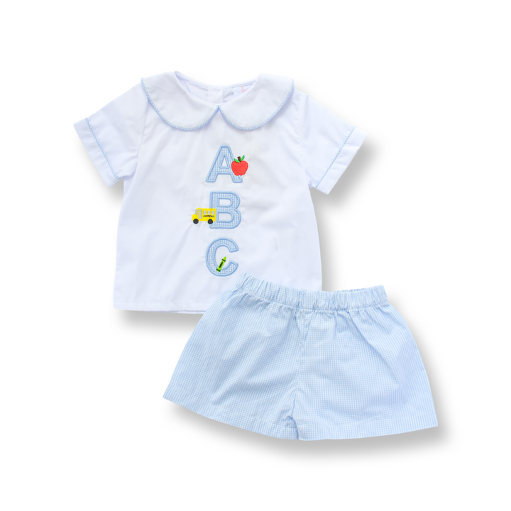 ABC Embroidered Boys Short Set