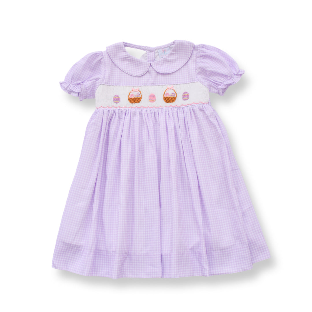 purple infant easter dress Awellah Floral Lilac Smocked Dress and Bloomers Set 18M