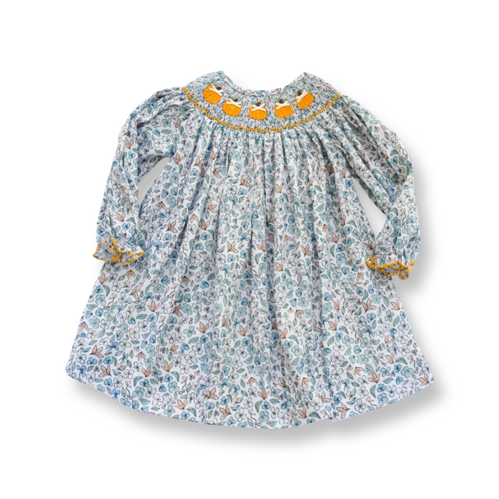 Blue Harvest Pumpkin Smocked Dress