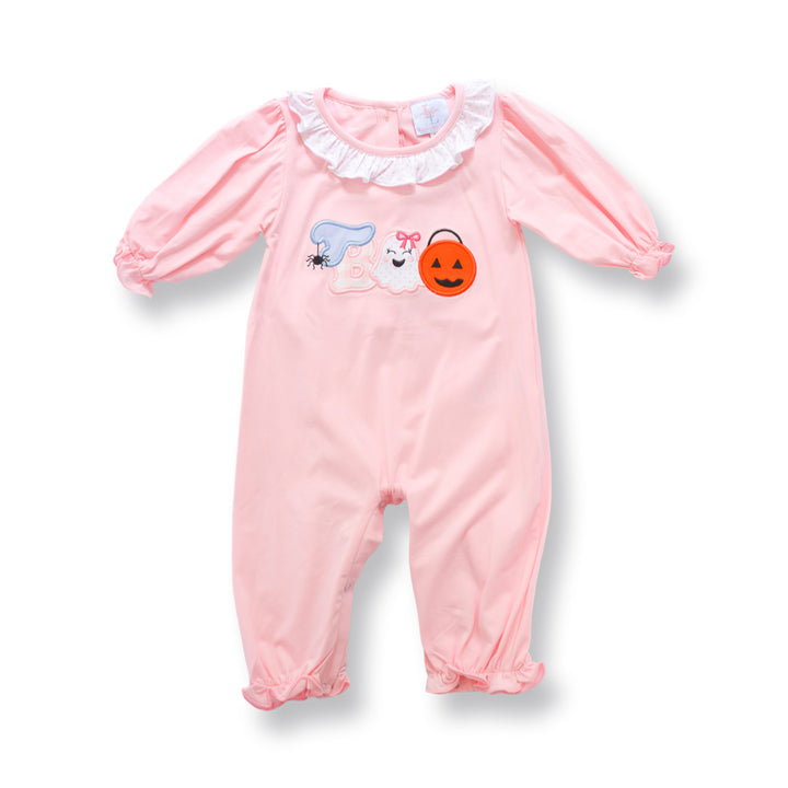 Boo Cute Pink Applique Halloween Romper