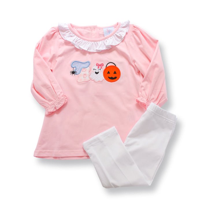 Boo Cute Pink Halloween Two-Piece Legging Set