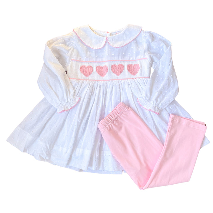 Lucy Heart Swiss Dot Smocked Legging Set