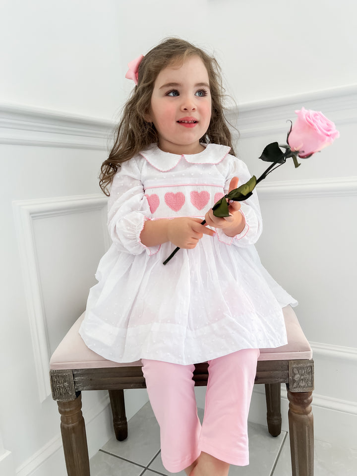 Lucy Heart Swiss Dot Smocked Legging Set