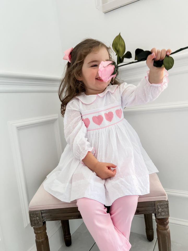 Lucy Heart Swiss Dot Smocked Legging Set