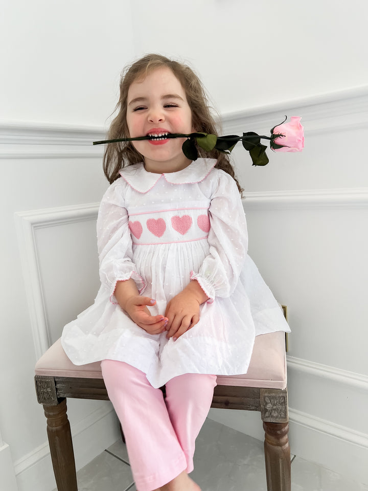 Lucy Heart Swiss Dot Smocked Legging Set