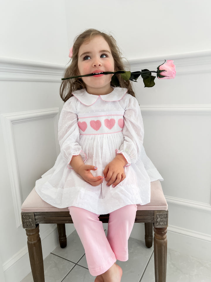Lucy Heart Swiss Dot Smocked Legging Set