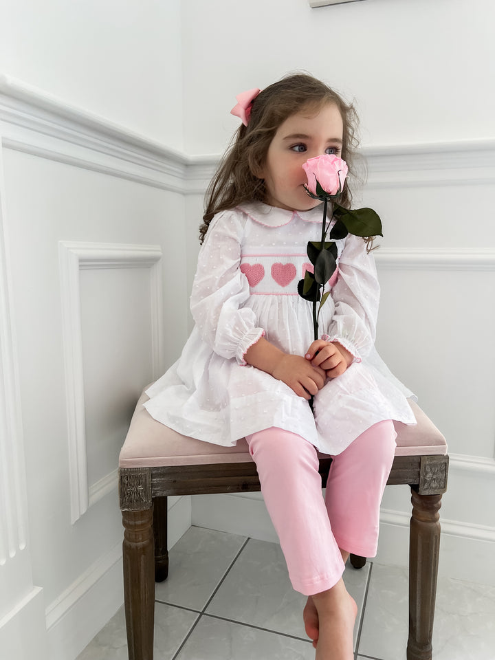 Lucy Heart Swiss Dot Smocked Legging Set