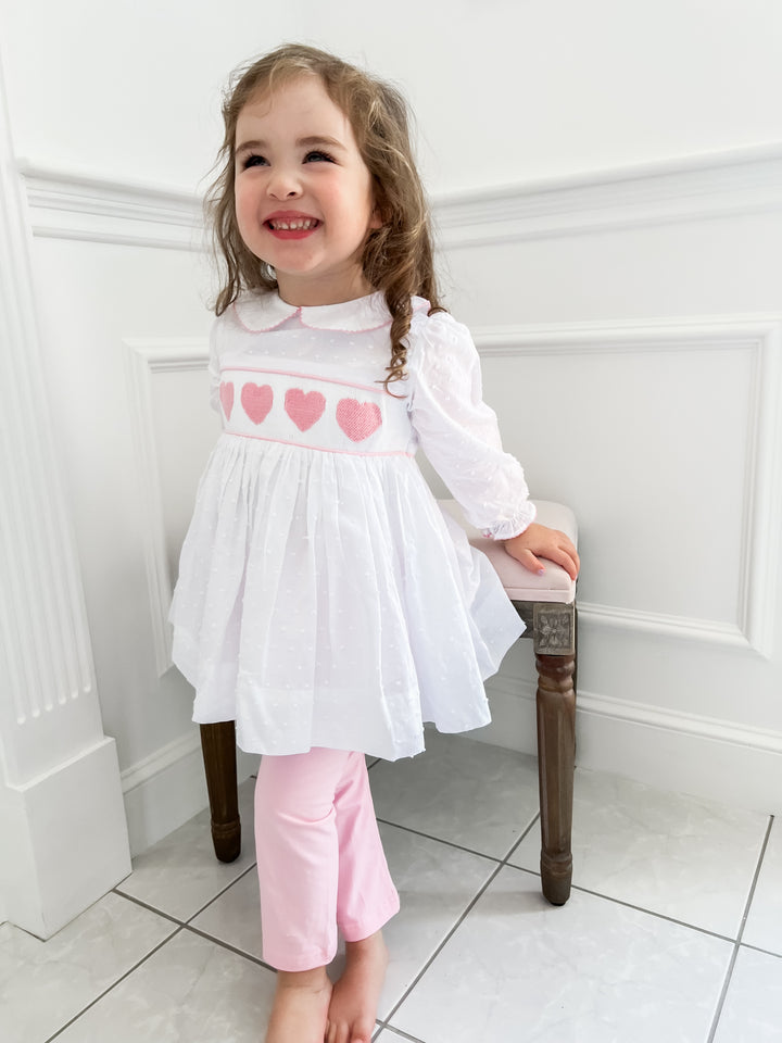 Lucy Heart Swiss Dot Smocked Legging Set