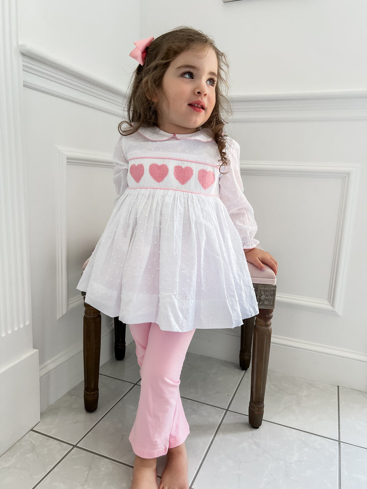 Lucy Heart Swiss Dot Smocked Legging Set