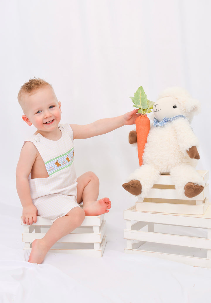 Michael Bunny Smocked Yellow Gingham Shortall