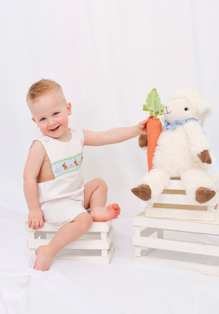 Michael Bunny Smocked Yellow Gingham Shortall
