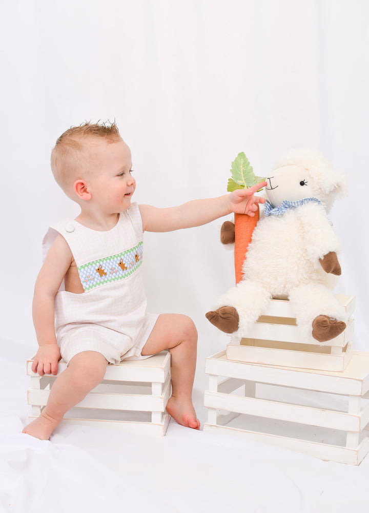 Michael Bunny Smocked Yellow Gingham Shortall