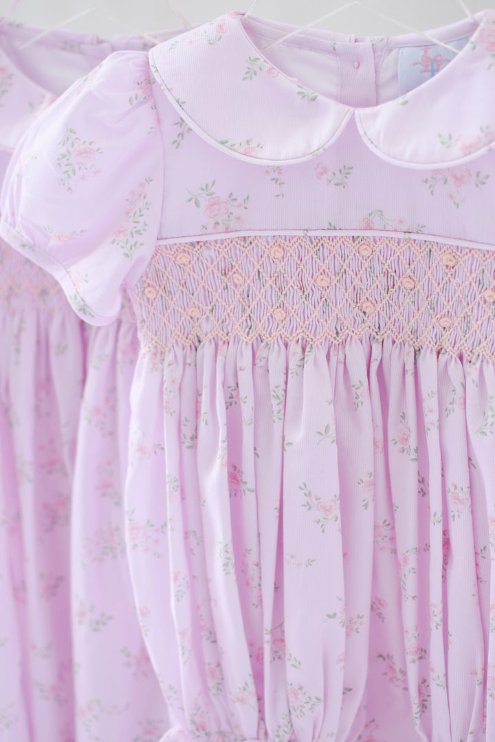 Petal Pink Floral Smocked Bubble