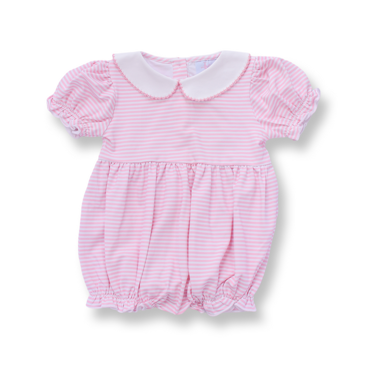 Pink Striped Peter Pan Collar Bubble