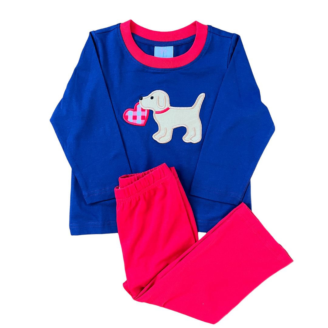 Puppy Love Applique Smocked Boy Pant Set