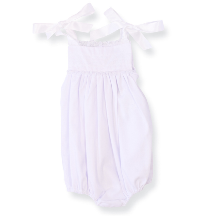 Arianna White Heirloom Smocked Lace Bubble